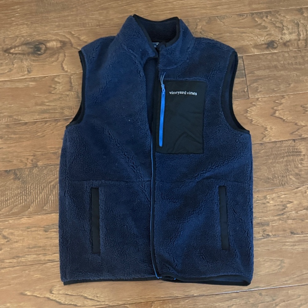 Vineyard Vines Blue Fleece Vest with Black Details